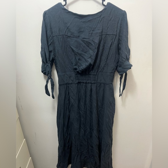Navy Blue Maxi Peasant Dress - Picture 2 of 3